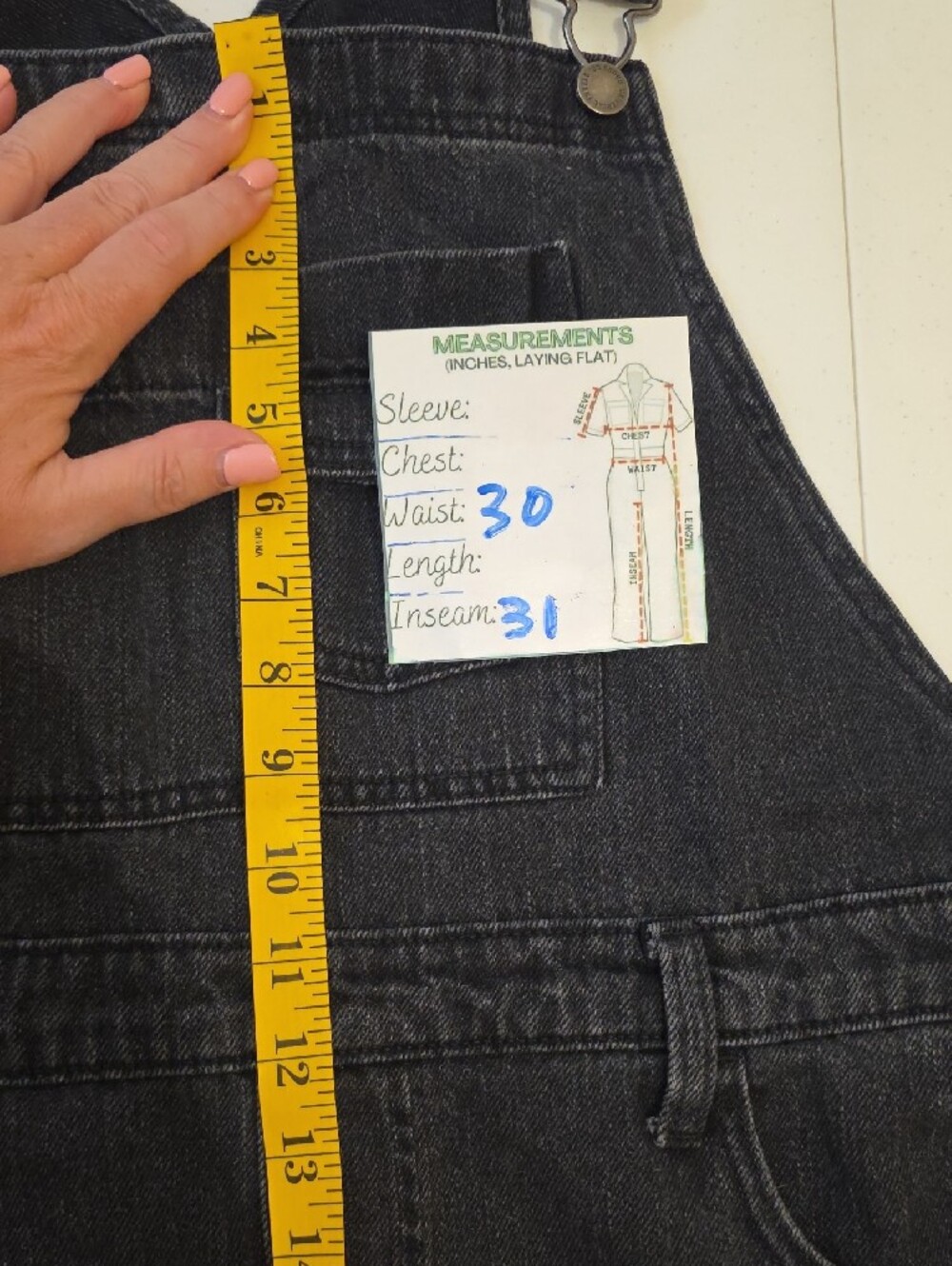 Universal Thread 100% Cotton Black Wash Denim Overalls Size 14 - Picture 15 of 15